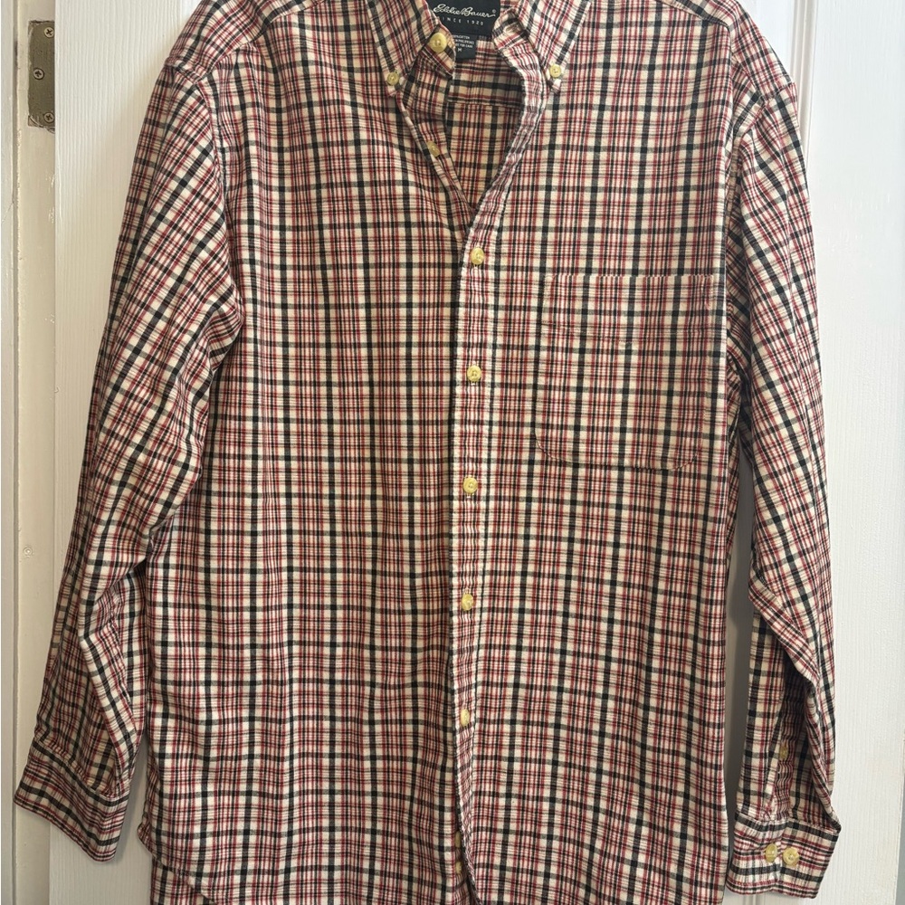 Eddie Bauer Multicolor Men’s Heavy Cotton Plaid Button Down Shirt Medium